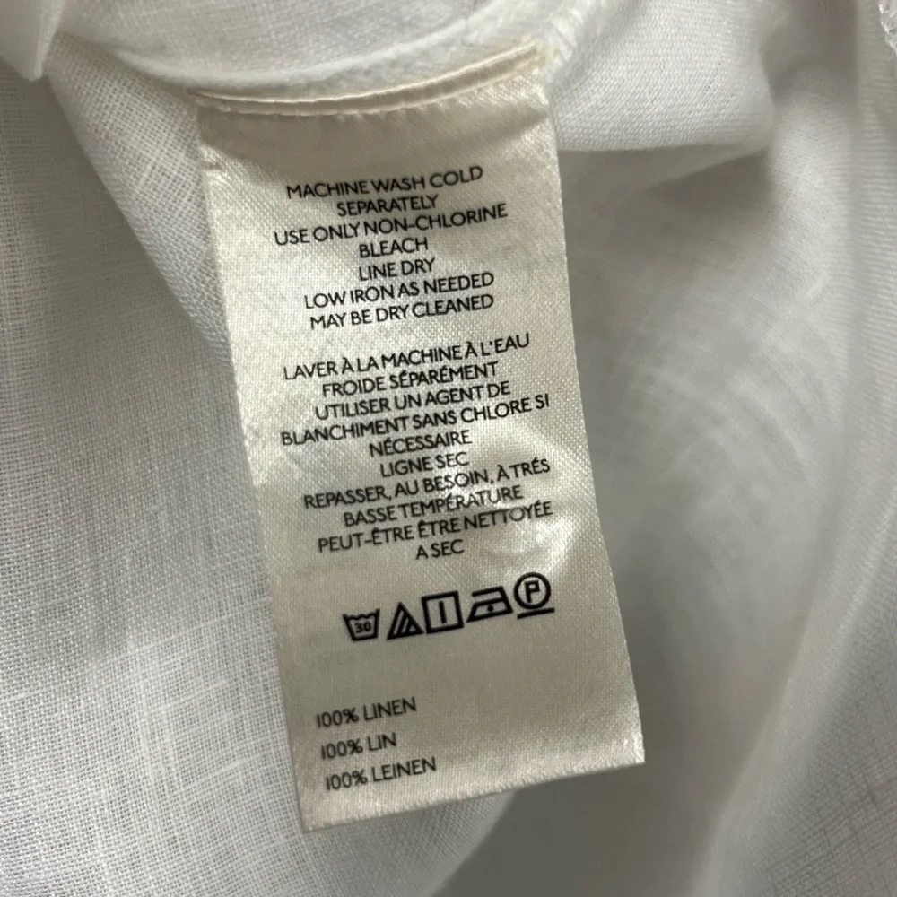 Pilcro by Anthropologie The Tallulah Linen Double Puff-Sleeve Blouse White Sz XS